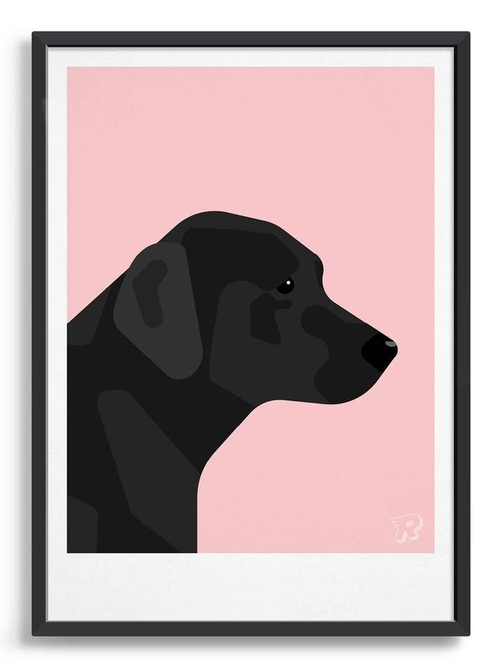 Impression artistique représentant un chien - Labrador noir pour la vente par Rocket Jack