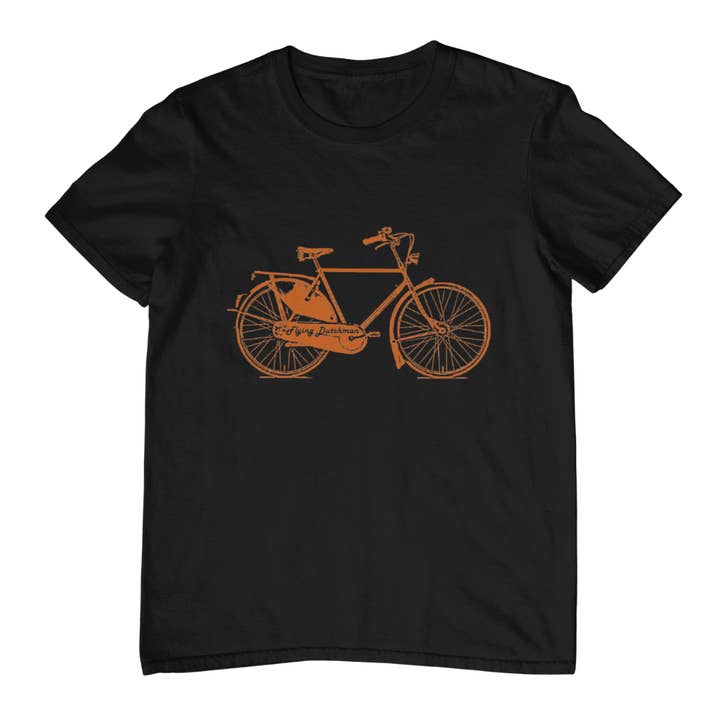 Sort Flying Dutchman Unisex Tee - Sort T-shirt med orange grafik for engroshandel på Faire