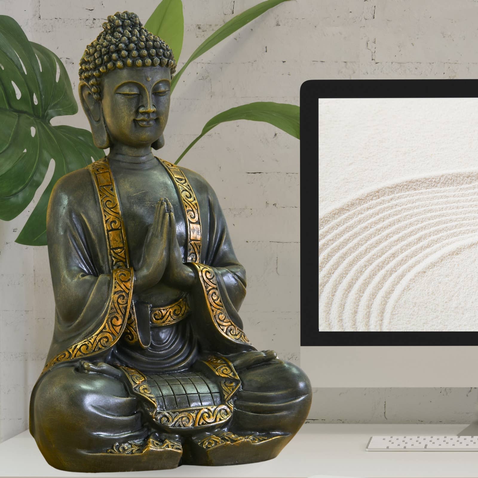Zen'Arôme - Vente Sculpture - Grande Statue Bouddha Méditation 38cm - Décoration Zen8