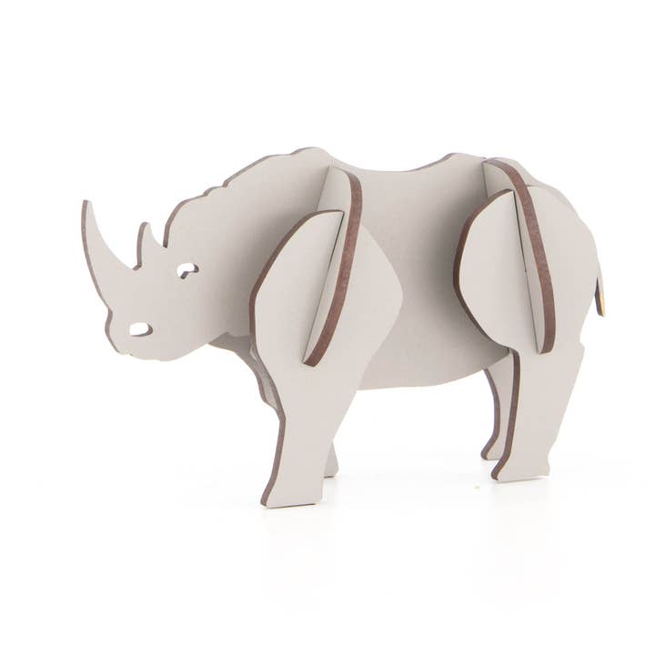 Rhino Wooden Kitset (Medium), 3D Puzzle for wholesale by LITTLE AND WOOD