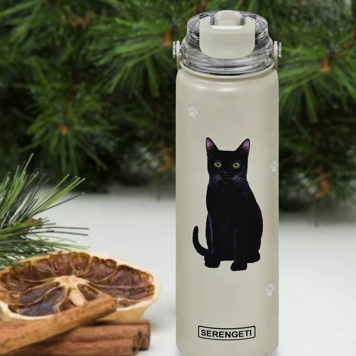 E&S Pets - Venta al por mayor Botellas de agua - Black Cat, botella de agua de acero inoxidable, 24 onzas, a prueba de fugas4