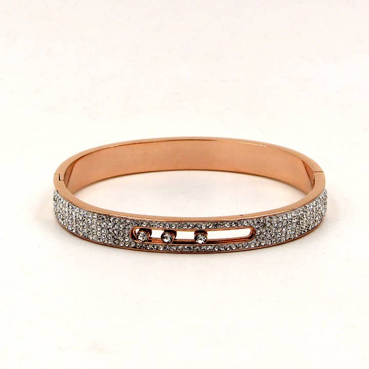 Ole - Wholesale Bangle Bracelet - Rhinestone Stainless Steel Bracelets B22681
