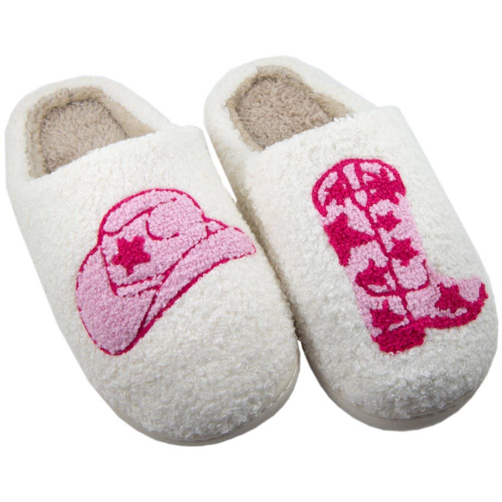 Blanco Pantuflas estilo western con botas y sombrero de vaquera de venta al por mayor en Faire4