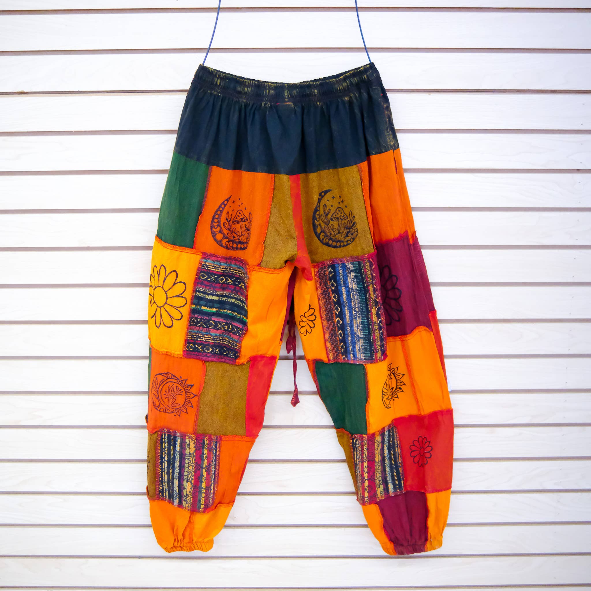 Karma Nepal Crafts – wholesale Pants – Women's – Earth tone Patchwork Tapered Joggers Pant0