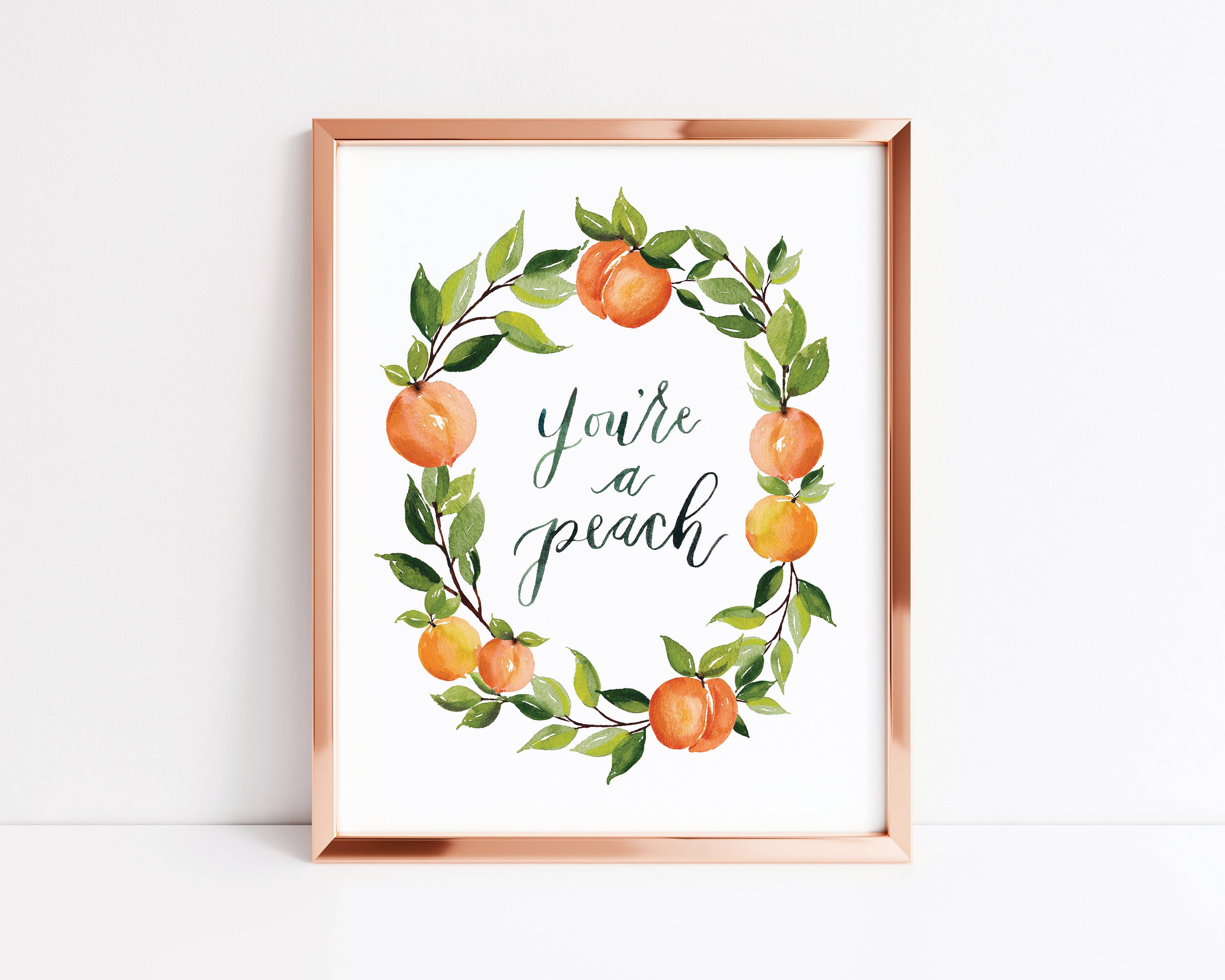 Huntington Letters - Wholesale Art Print - You're A Peach Print, Peach Themed Bathroom, 8 x 10 Watercolor Peach Art, Georgia Peach Art, You're a Peach Quote1