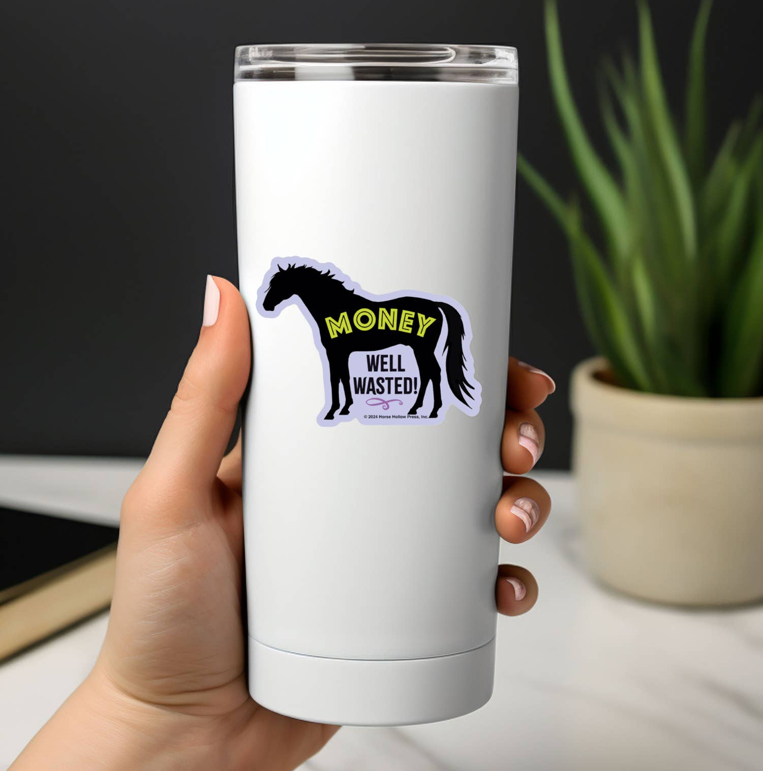 Horse Hollow Press - Wholesale Sticker - 3" Tumbler Horse Sticker / Money Well Wasted / WATERPROOF8