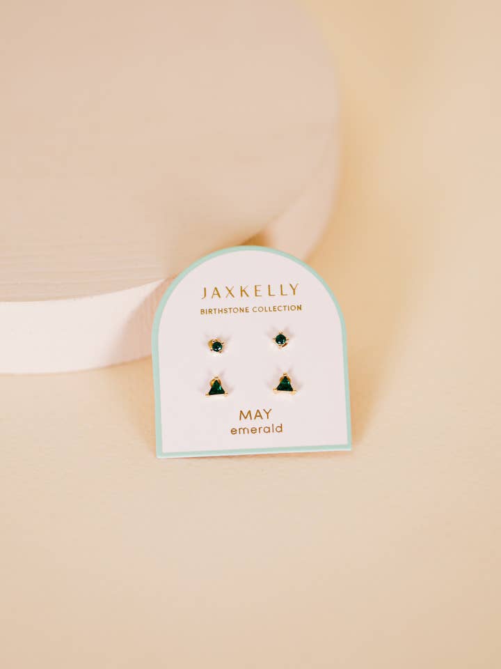 Ensemble de boucles d'oreilles en or Birthstone Stud - May pour la vente par JaxKelly