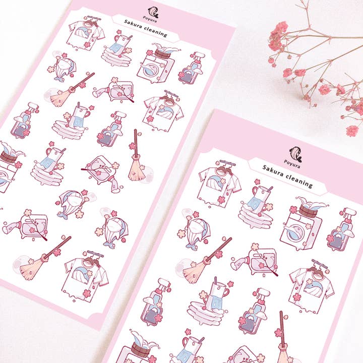 Hoja de Pegatinas de Limpieza Sakura para venta al por mayor de Poyura