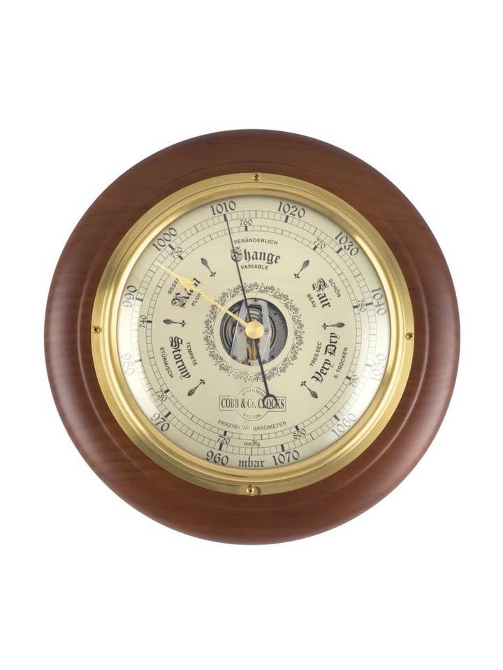 Round Barometer - Walnut Satin for wholesale by Cobb & Co