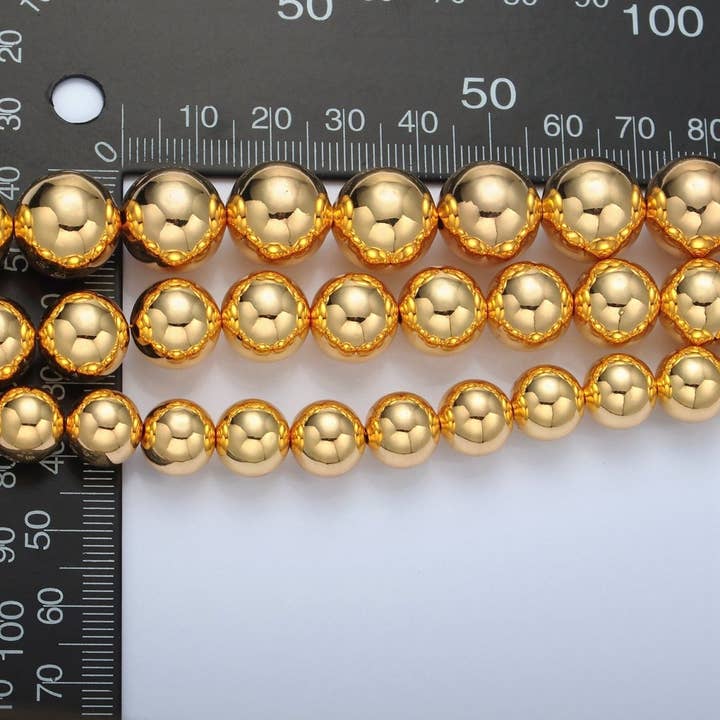 Aim Eternal - Wholesale Beaded Bracelet - 24K Gold Filled 10mm, 12mm, 14mm Beaded Bubble Magnetic Closure Bracelet | WA-2638 ~ WA-26403