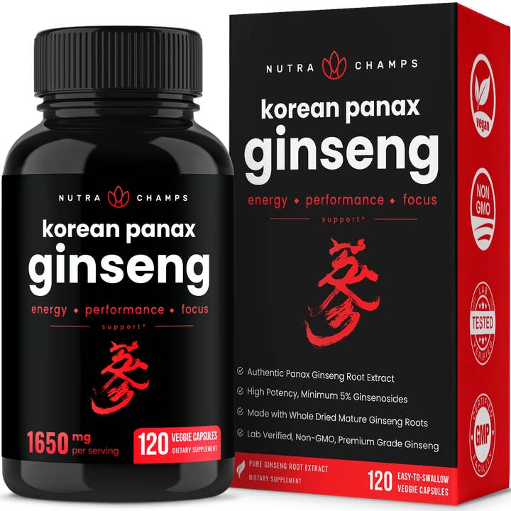 NutraChamps - Wholesale Oral Supplement/Vitamin - Ginseng Capsules | for Energy, Focus, Performance, Vitality