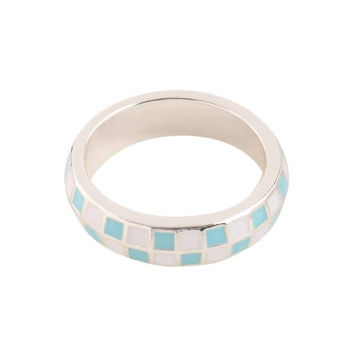 World End Imports Jewelry & Gifts - Wholesale Band/Stacked Ring - RG Enamel Checkerboard-244