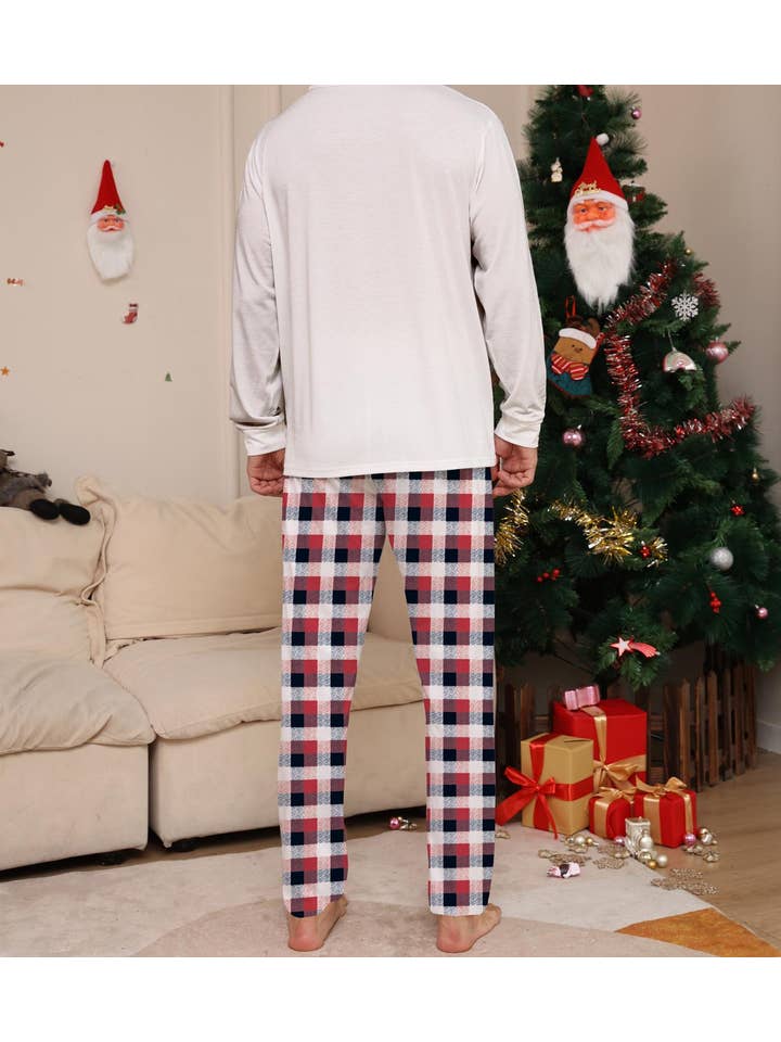 Anna Kaci Wholesale - Wholesale Sleepwear set – Unisex - Family Matching Christmas Reindeer Plaid Pajama Set5