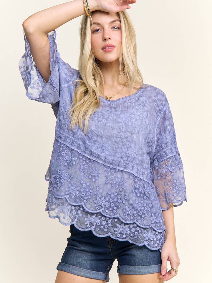 ADORA LA – wholesale Blus - Dam – CET3907 - 3/4 ÄRMAR SPETSBLOUS14