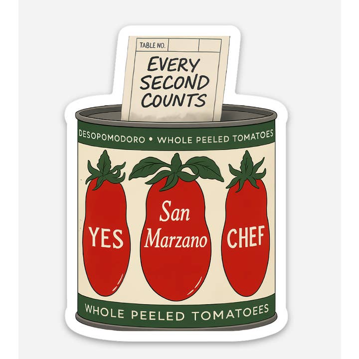 Yes Chef San Marzano Tomato Can Sticker – Retro Foodie for wholesale by inviting affairs paperie
