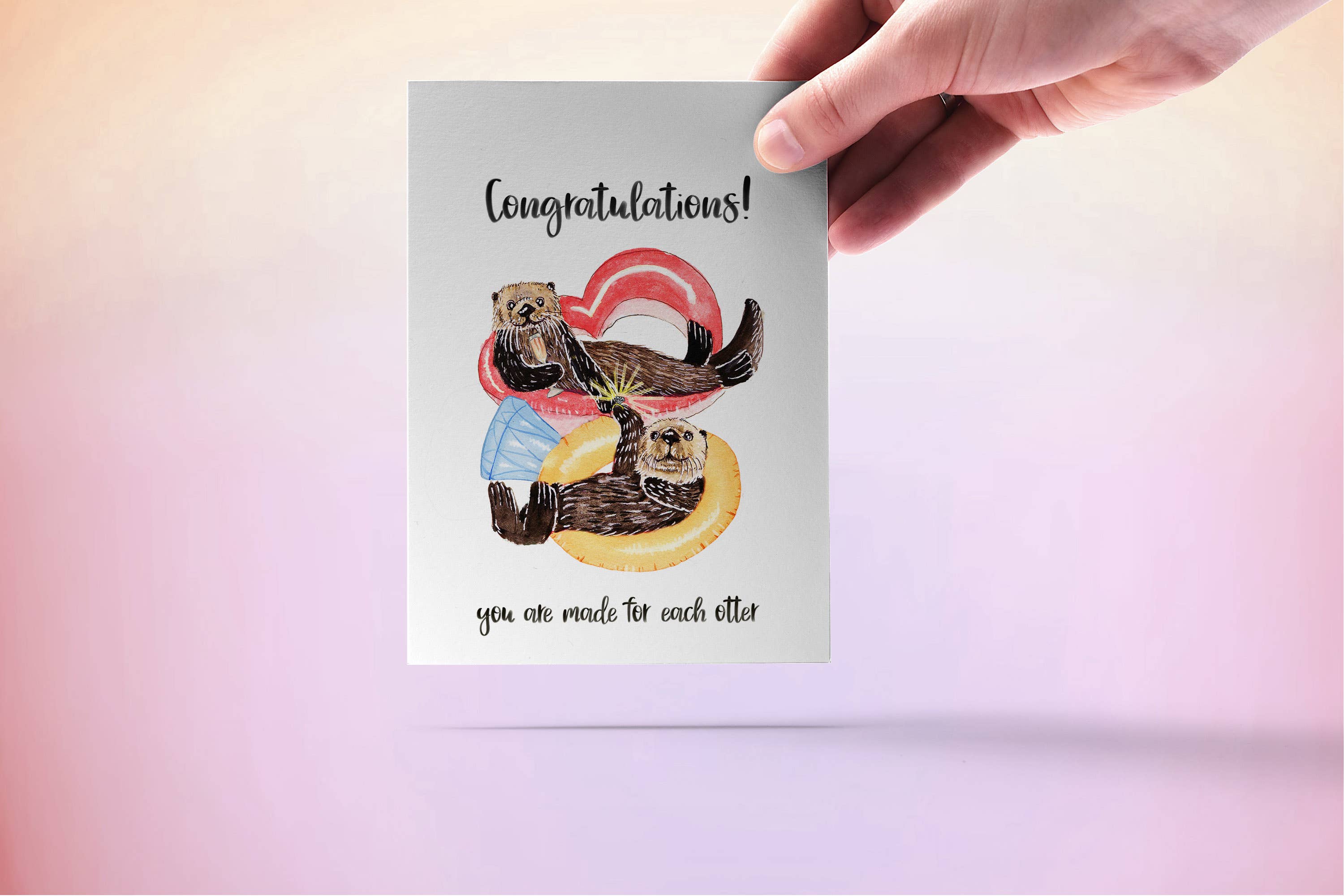 Liyana Studio – Großhandel Verlobungskarten – Otter Verlobungsfeier — Lustige Hochzeitskarte3