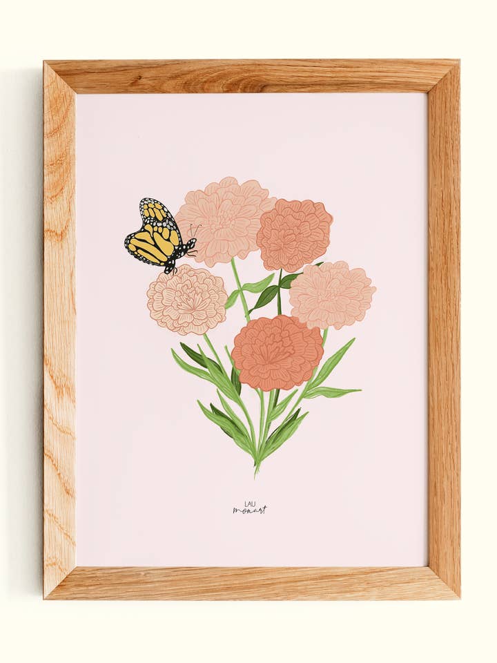 Monarch Floral Digital Art Print for wholesale by Lau Monart