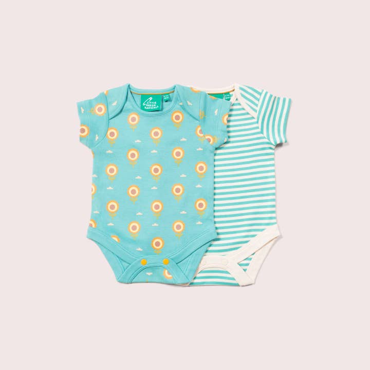 Sunflowers Organic Baby Bodysuit Set - 2 Pack for wholesale by Little Green Radicals