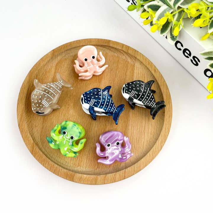 TheDivaSoap - Wholesale Hair Clip - Women's - Acetate Mini Marine Animal Hair Clip,Shark Octopus Claw Clip7