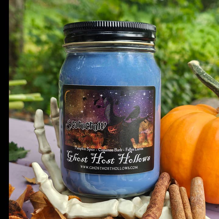 Scarecrow candle for wholesale by Ghost Host Hollows