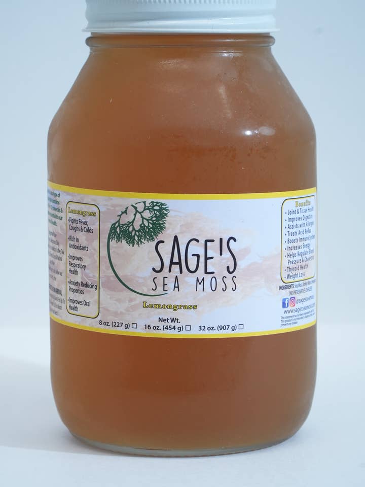 Lemongrass Sea Moss Gel for wholesale by Sage's Sea Moss, LLC