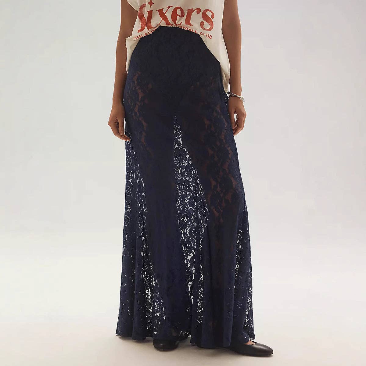 Dipped Shop - Vendita all'ingrosso Gonna - Donna - Gonne Irregolari in Pizzo Jacquard Svuotato DP25C4694