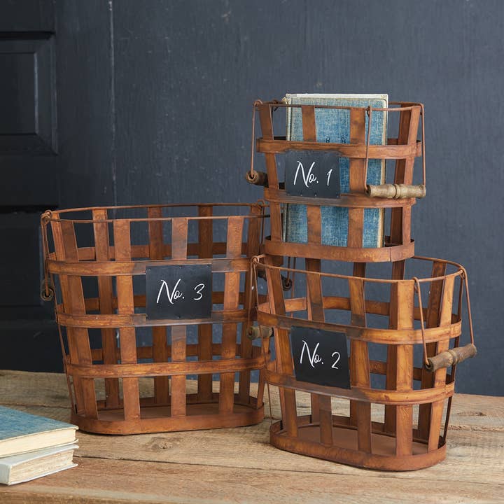 CTW Home Collection - Wholesale Basket - Set of Three Rustic Numbered Baskets
