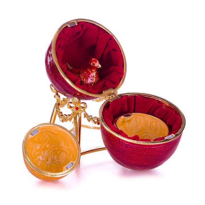 danila-souvenirs - Vente Boîte/rangement à bijoux - Boîte à bijoux Faberge First Hen Egg, rouge poulet