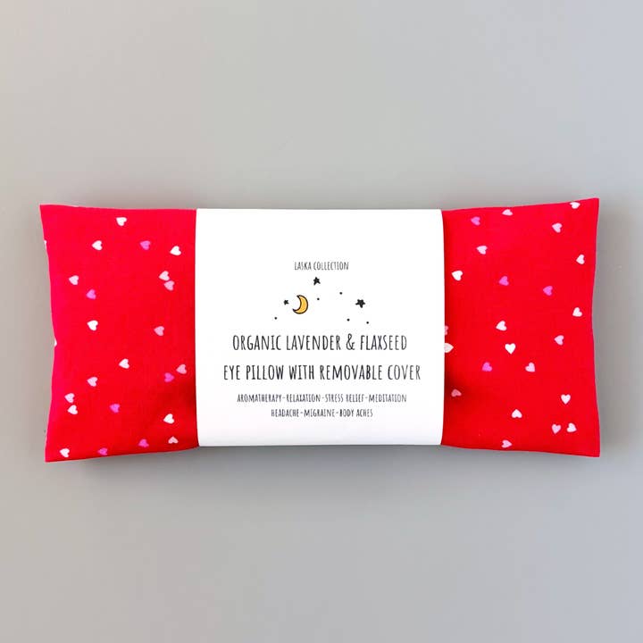 Lavender Eye Pillow w/ Removable Cover - Tiny Hearts for wholesale by Laska Collection