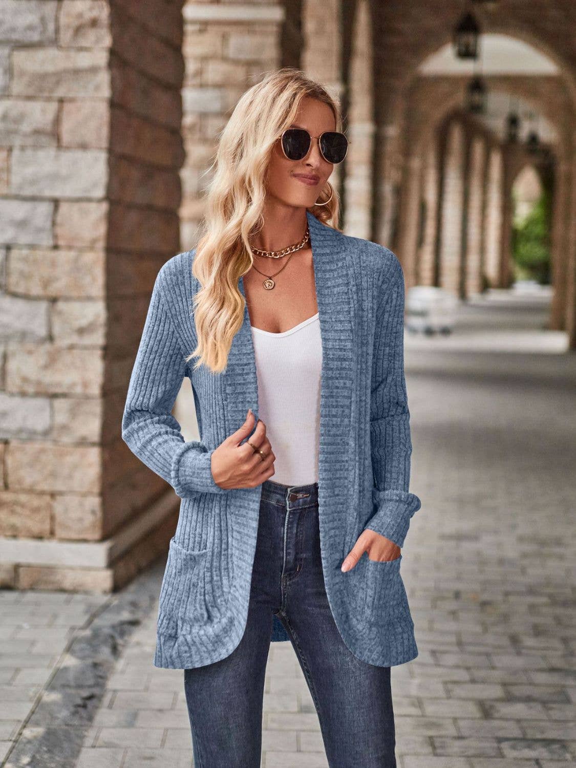 Beyond Apparel - Wholesale Cardigan - Women's - Open Front Cardigan with Pockets12