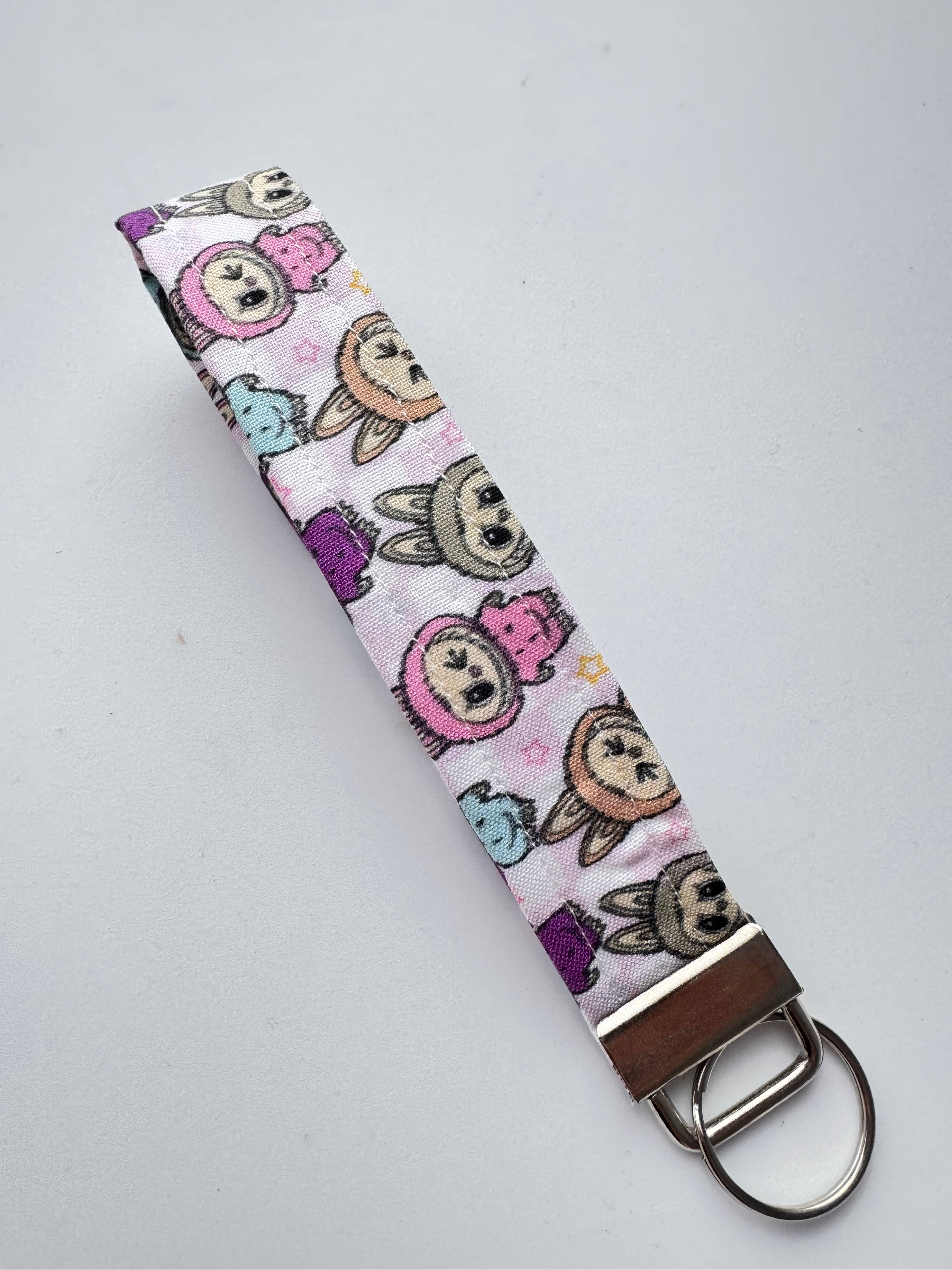 The Sticker Lab - Wholesale Keychain - Women's - Labubu Kawaii Inspired Fabric Keychain Wristlet, Key Fob
