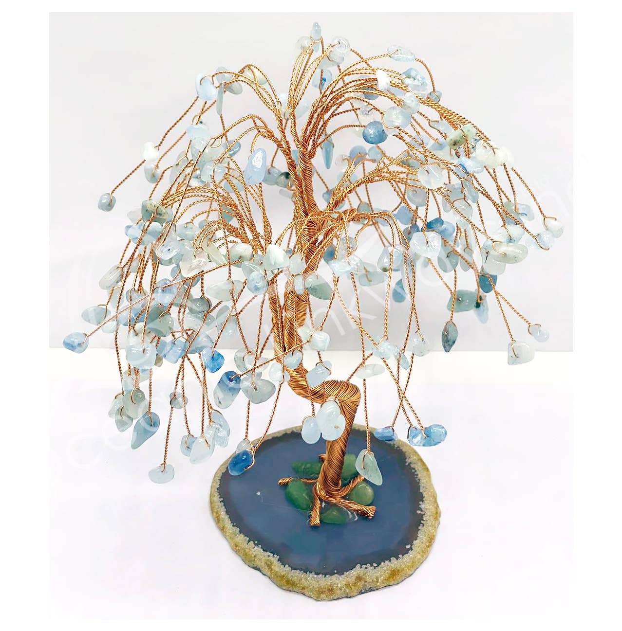 Oceanic Linkways Inc - Wholesale Spiritual Stone/Crystal - (PC)GEM TREE 7.75" - WILLOW AQUAMARINE 216 BEADS