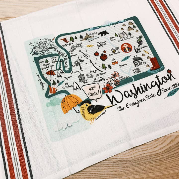 Toalha de chá de algodão listrado Washington por atacado de Gooseberry Designs