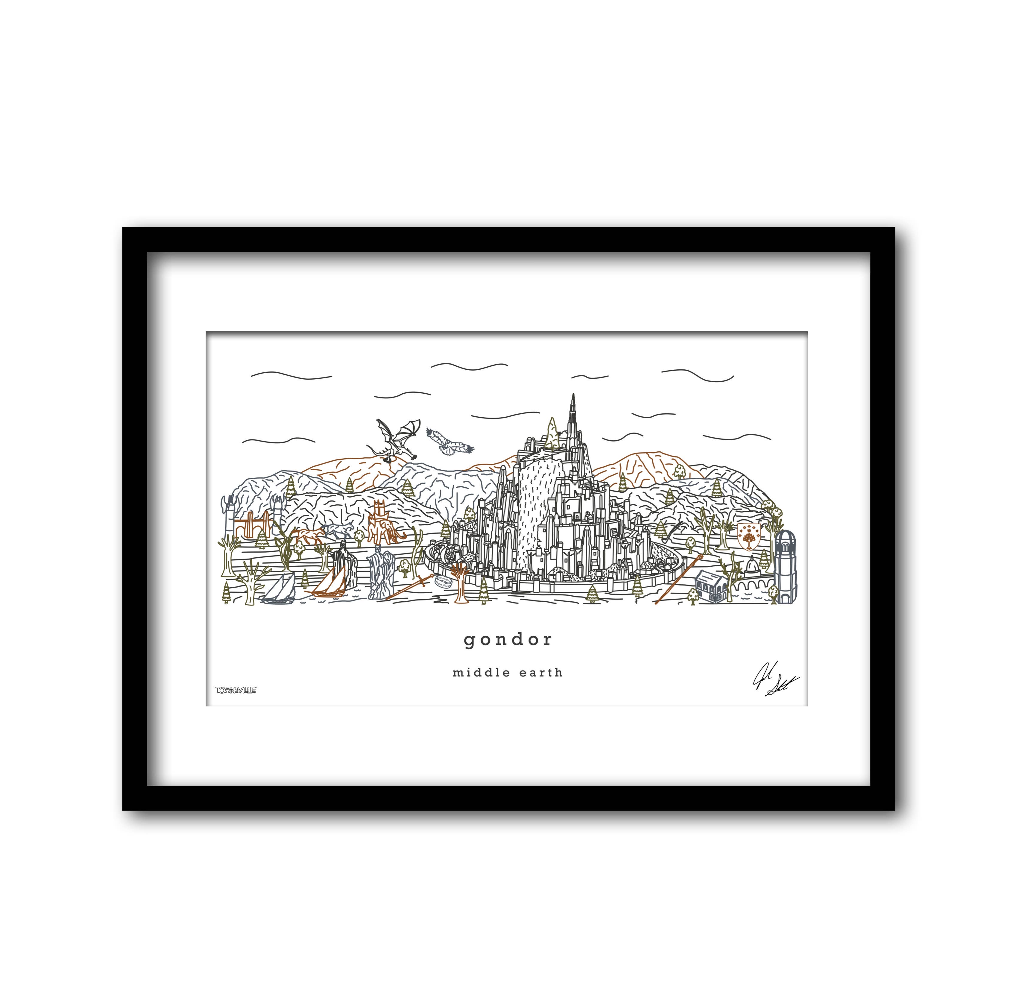 Townsville Art – Engroshandel Kunsttryk – Gondor - Ringenes Herre Minimalistisk Vægdekoration Fan Art4