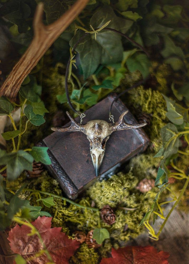 Costurero Real - Wholesale Pendant/Charm Necklace - Raven Skull Necklace Witchcraft Horns Fake Taxidermy2
