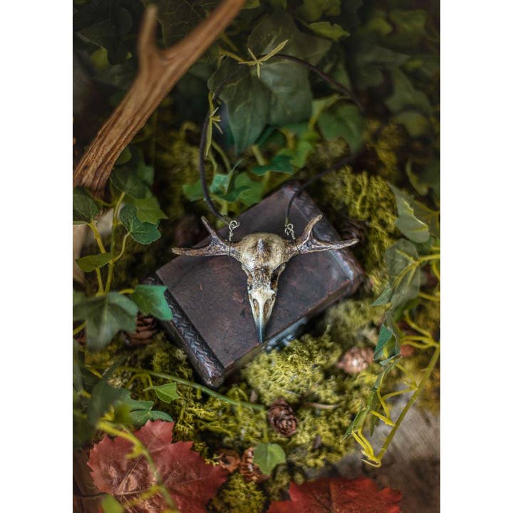 Costurero Real - Wholesale Pendant/Charm Necklace - Raven Skull Necklace Witchcraft Horns Fake Taxidermy2