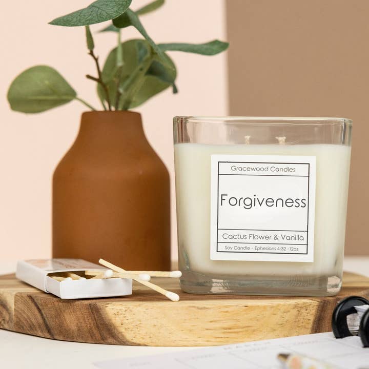 Vanilla and Jade Flower Candle - Forgiveness Candle - 12oz for wholesale by Gracewood Candles