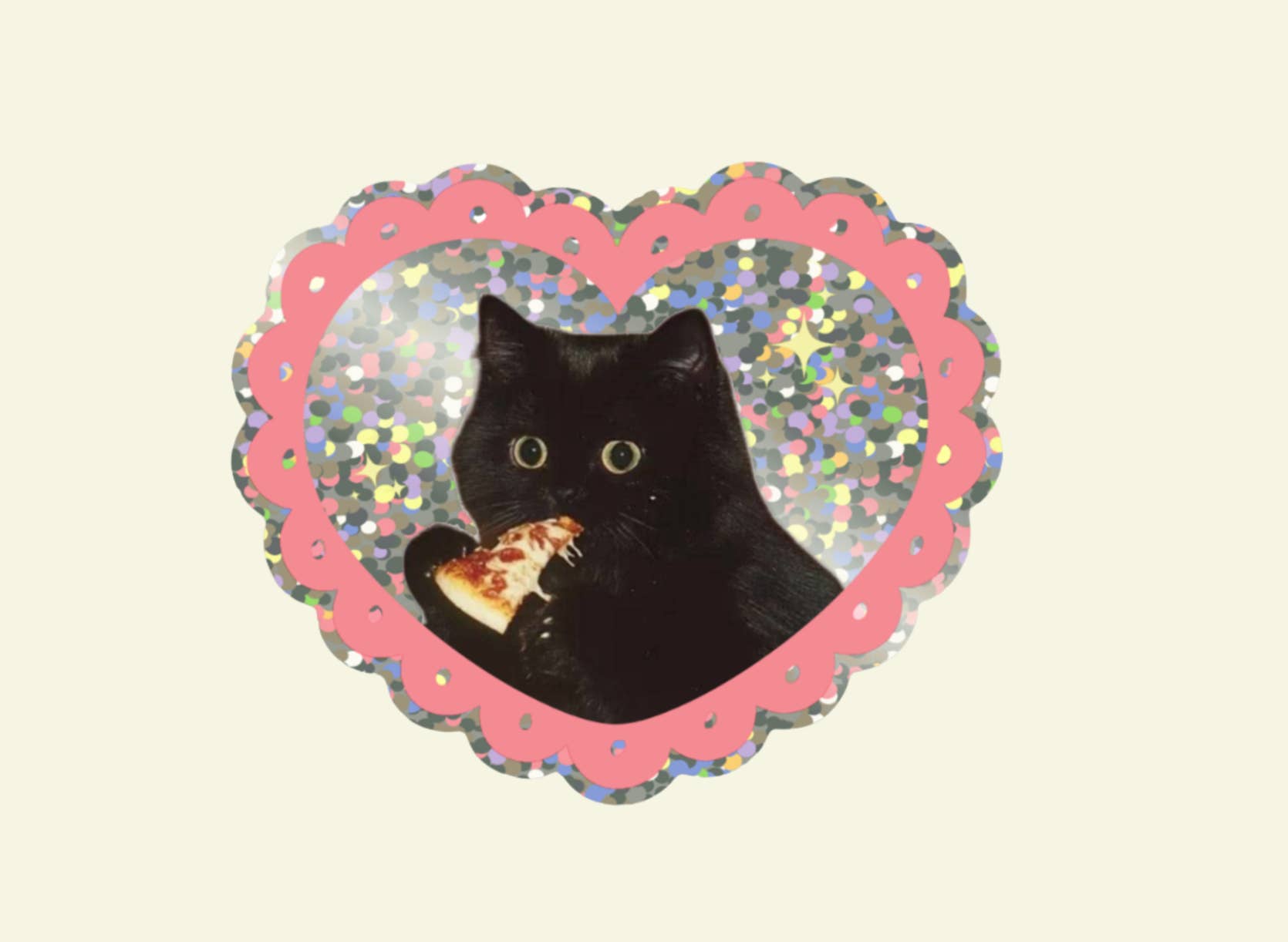 Shellflower - Wholesale Sticker - Pizza Cat Glitter Vinyl Sticker