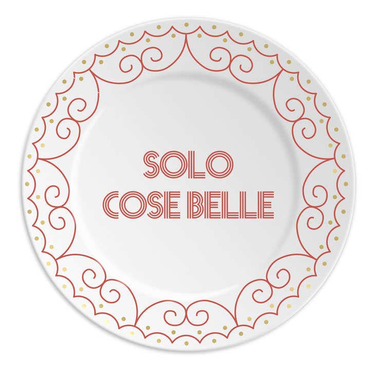 ilaria.i - Wholesale Dinner Plate - SOLO COSE BELLE RED - Porcelain plate with writing