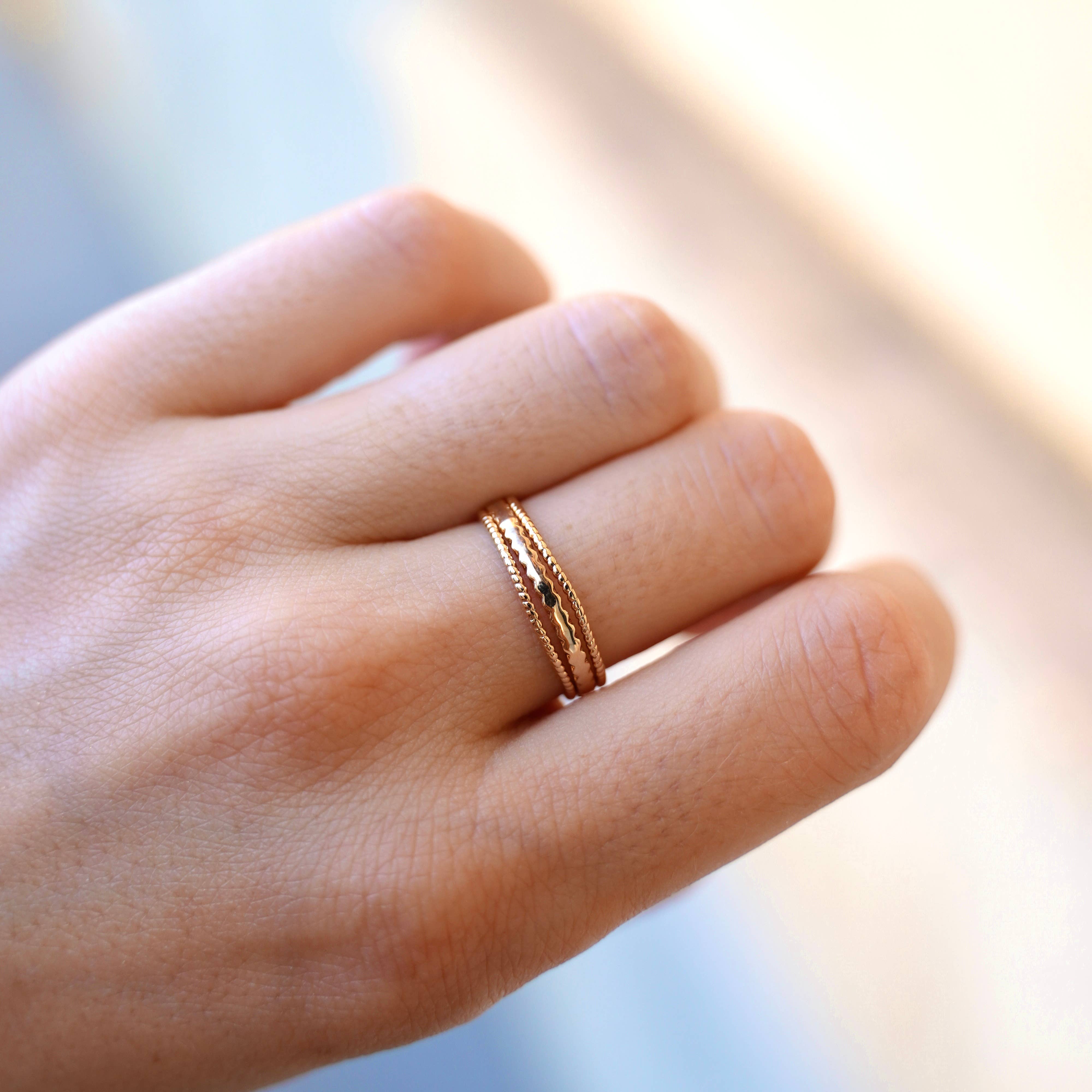 Victoire Collection - Vente Anneau/bague à empiler - Bague femme plaqué or triple rangs1