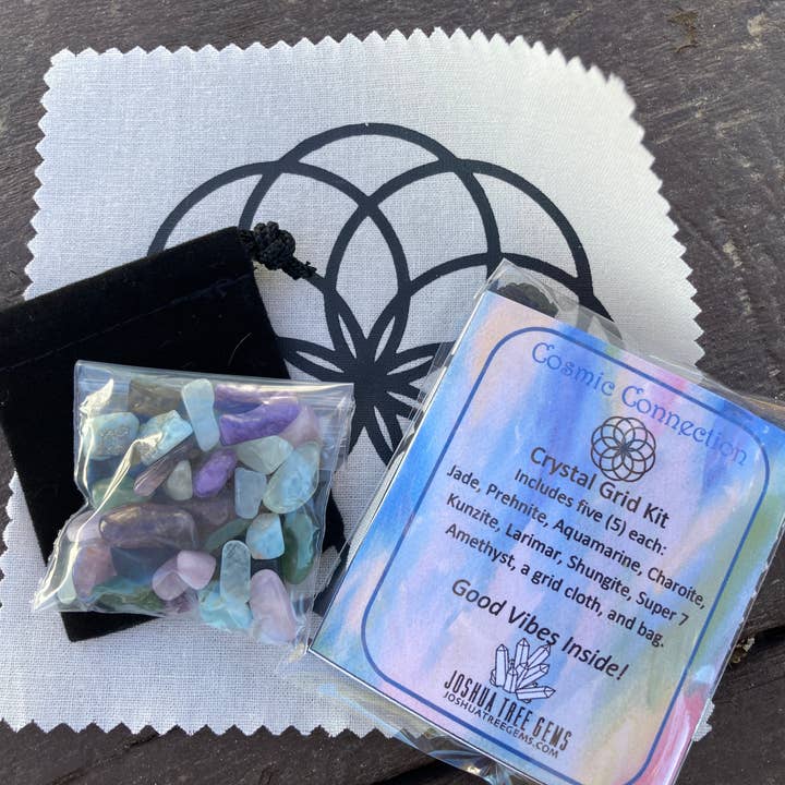 Joshua Tree Gems - Wholesale Spiritual stone/crystal - Crystal Grid Kit Cosmic Connection Kit Grid Cloth Kit4