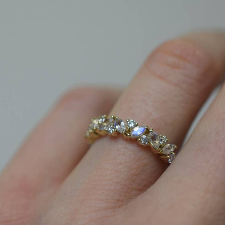 La Kaiser – Engroshandel Ring med sten – Rainbow månesten og diamant skov drøm Ring1