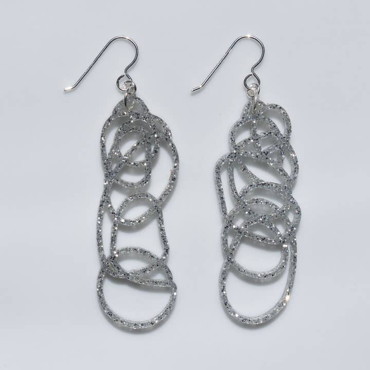 Sparkly Silver Earrings- Drawn Out for wholesale by Darling Marcelle