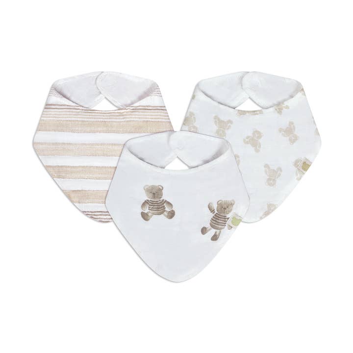 Lot de 3 bavoirs bandana en mousseline, taille unique pour la vente par Piccolo Bambino