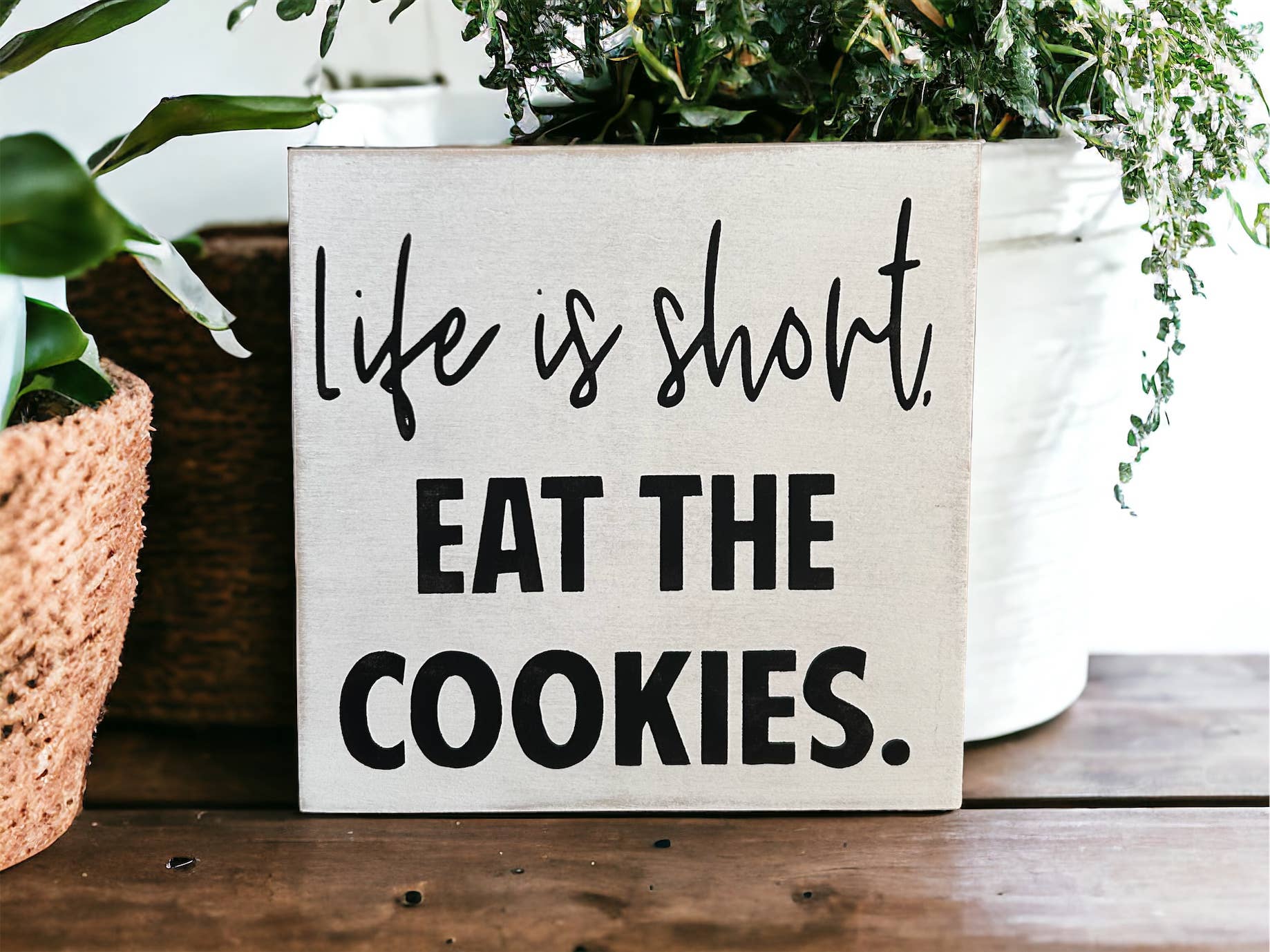 Inkwood Crafters - Wholesale Sign - Life is Short, Eat the Cookies - Funny Rustic Wood Sign