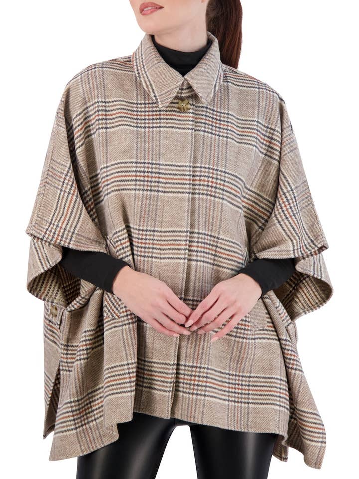 Ookie & Lala / O&L - Wholesale Cape - Women's - Vegan Cashmere Plaid Cape2