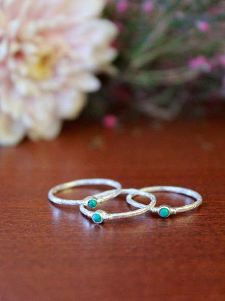 Fair Anita - Wholesale Jewelry Set - Tiny Stone Sterling Stacking Ring Set - Turquoise7
