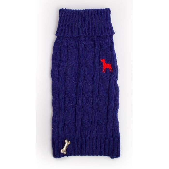 Cable Knit Dog Sweater Navy for wholesale by PetLondon