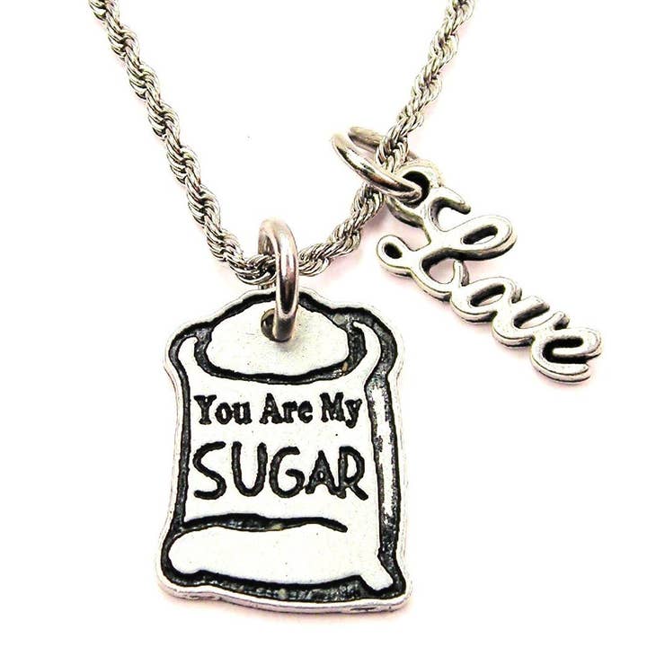 You Are My Sugar 20" Rope Necklace With Love Valentine for wholesale by Chubby Chico Charms