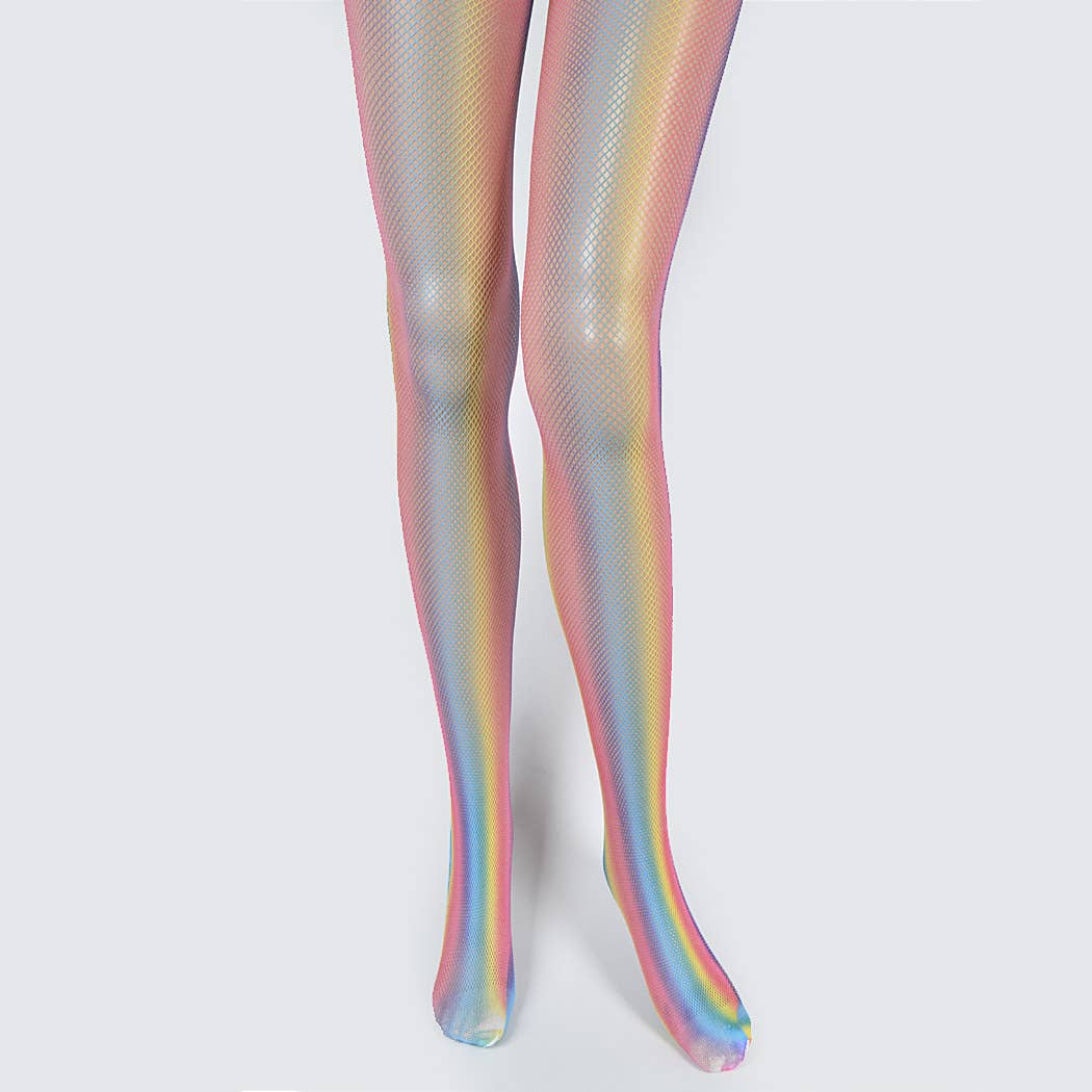 Multicolor Hologram Mesh Stocking for wholesale on Faire0